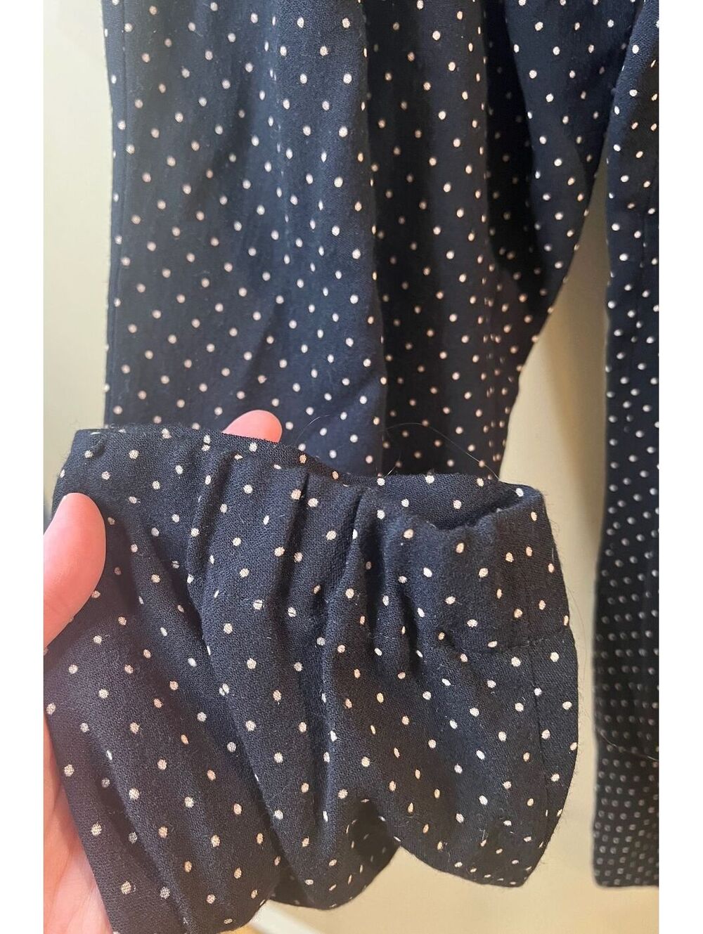 Akris Punto Black Polka Dot Wool Dress Pants 14 Tapered Elastic Ankle Pockets - Picture 7 of 9
